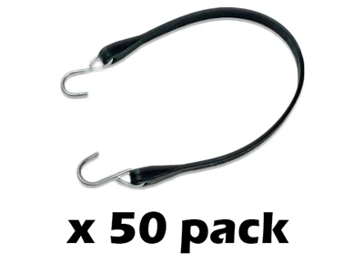 TS21 21" Rubber Tarp Straps & Crimped Hooks Box of 50, Model TS21-50