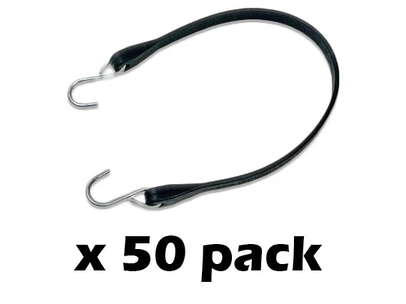 TS21 21" Rubber Tarp Straps & Crimped Hooks Box of 50, Model TS21-50