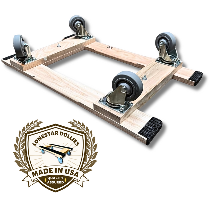 18" X 30" Premium H-Frame Solid Oak Dolly - 1,000 Lbs Load Capacity - 3.5" Wheels - Made in the USA