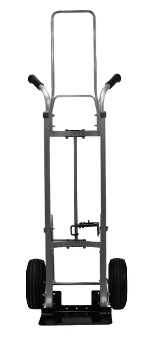 B&P Hand Truck, Double Grip Handle, Curved Back, with Mini Keg Hook, 10" Pneumatic Wheels, Model HTA-0110