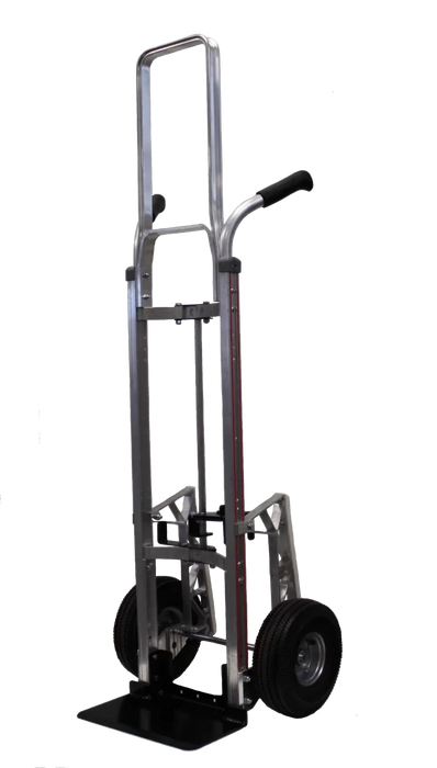 B&P Hand Truck, Double Grip Handle, Curved Back, with Mini Keg Hook, 10" Pneumatic Wheels, Model HTA-0110