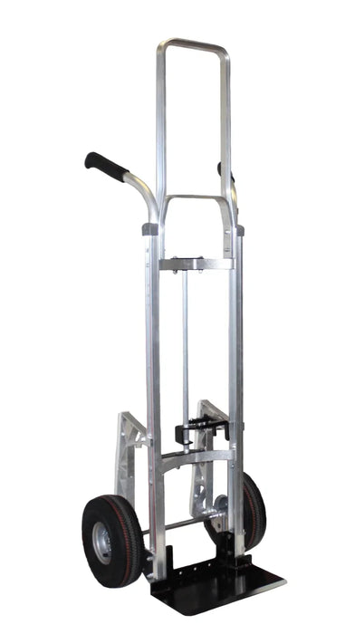 B&P Hand Truck, Double Grip Handle, Curved Back, with Mini Keg Hook, 10" Pneumatic Wheels, Model HTA-0110