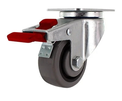 3" x 1.25" TPR Swivel Total Lock Caster, 2-3/8" x 3-5/8" Plate, 180 lb, Model Z26P134NEKIL