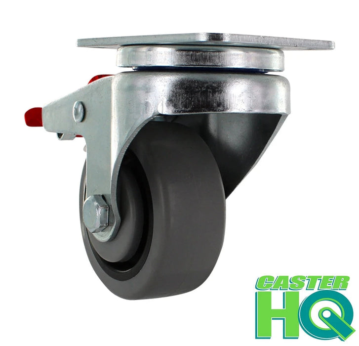 3" x 1.25" TPR Swivel Total Lock Caster, 2-3/8" x 3-5/8" Plate, 180 lb, Model Z26P134NEKIL
