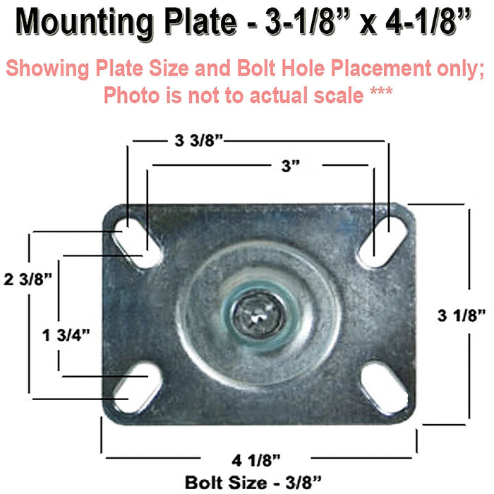 4" x 1.25" TPR Swivel Total Lock Caster, Top Plate, 250 lb, Model Z26P244NEKIL