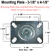 4" x 1.25" TPR Swivel Total Lock Caster, Top Plate, 250 lb, Model Z26P244NEKIL