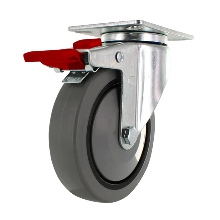 5" x 1.25" TPR Crown Tread Swivel Total Lock Caster, 300 lb, Model Z26P254NEKIL