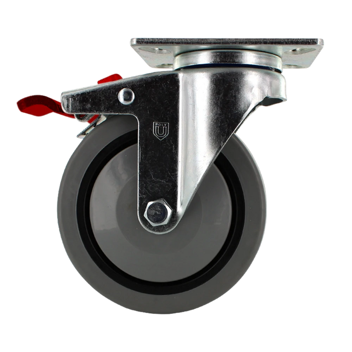 5" x 1.25" TPR Crown Tread Swivel Total Lock Caster, 300 lb, Model Z26P254NEKIL