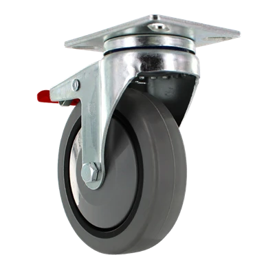 5" x 1.25" TPR Crown Tread Swivel Total Lock Caster, 300 lb, Model Z26P254NEKIL