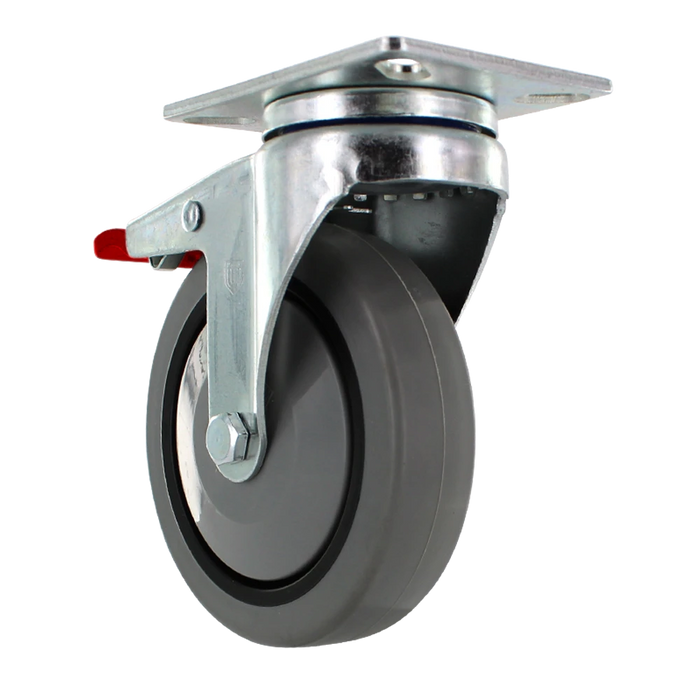 5" x 1.25" TPR Crown Tread Swivel Total Lock Caster, 300 lb, Model Z26P254NEKIL