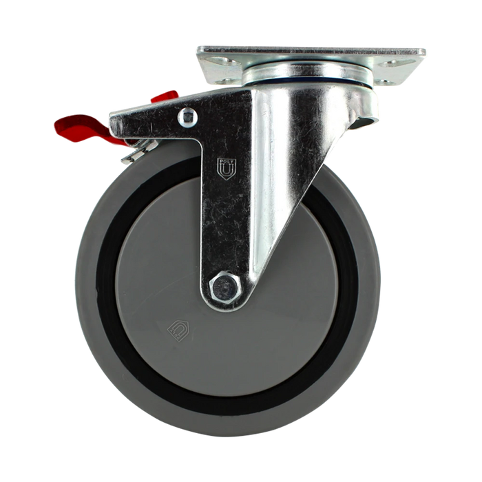 5" x 1.25" TPR Crown Swivel Total Lock Caster 2-3/8" x 3-5/8" Plate, 300 lb, Model Z26P264NEKHL