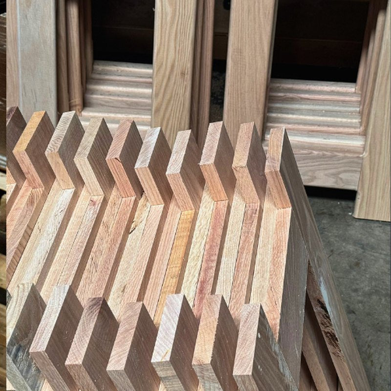 Finished frames, stacked in the shop