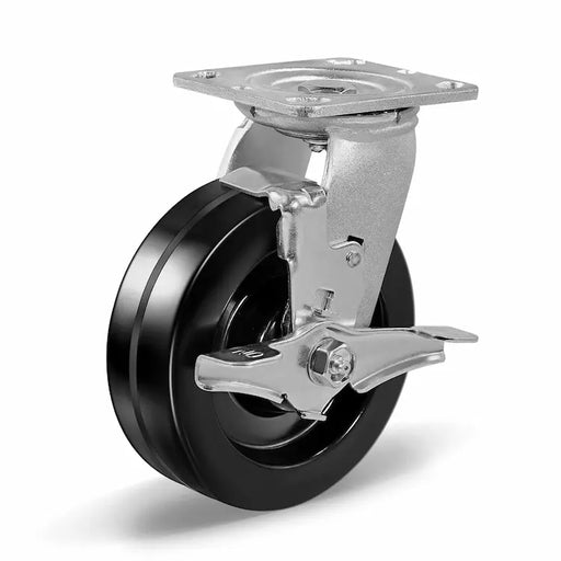 Raymond 6" Phenolic Swivel Caster with brake, Model 0362B