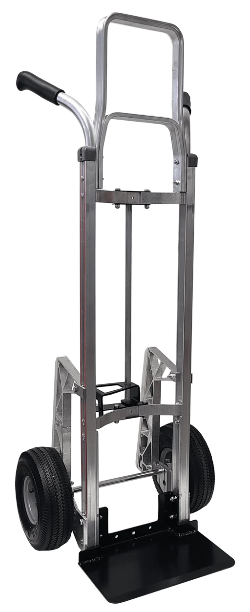 B&P Hand Truck, Standard Double Grip Handle, Curved Back Frame with Sliding Keg Hook, 10" Pneumatic Wheels, Model HTA-0111